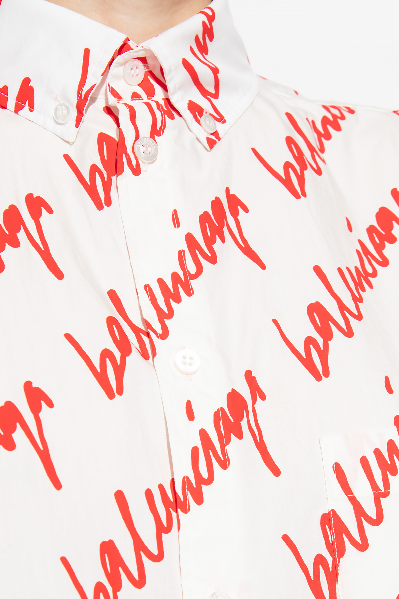 White Cotton dress with logo Balenciaga - Print Yoke Dress